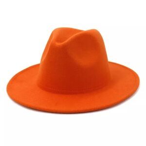 Orange Color Unisex Fedora Hat
